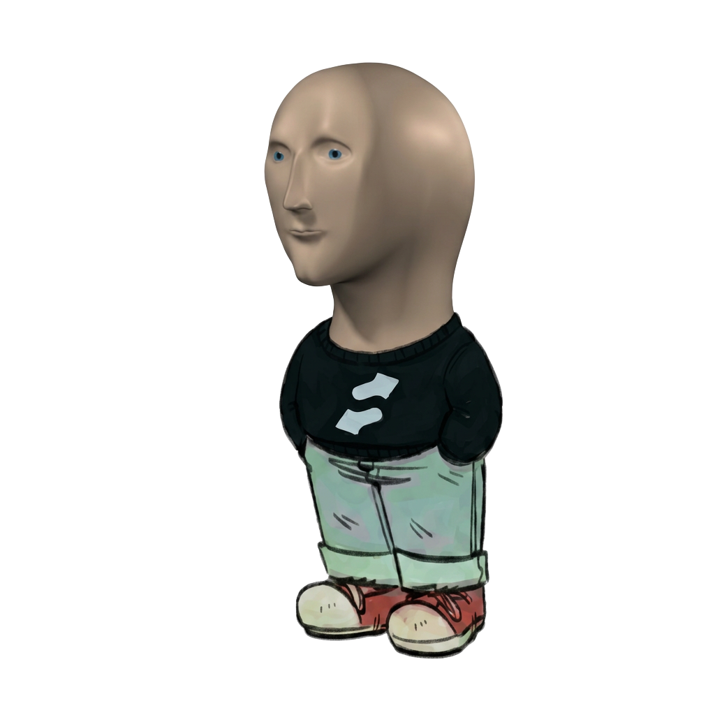 Stonk Guy standing calmly